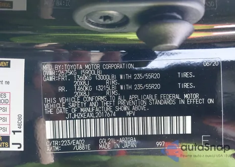 2020 Lexus Rx 350L from USA, damaged, VIN JTJHZKEAXL2017674